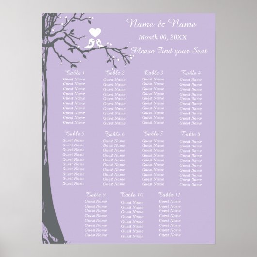 Tableau de sièges Lavendar (Devant)