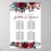 Tableau de sièges Mariage à 4 tables en fleurs rou (Devant)