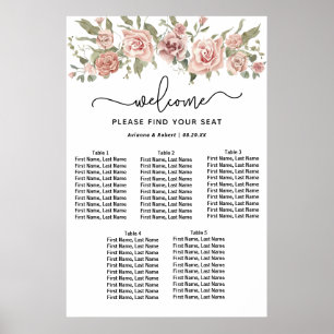 Tableau de sièges Mariage à 5 tables Rose Dusty