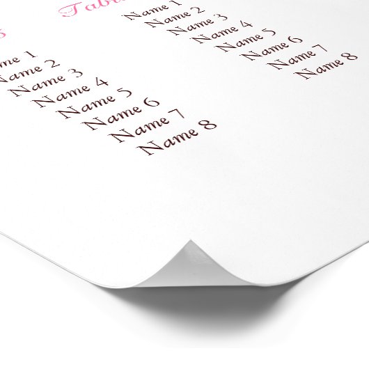 Tableau de sièges Mariage à fleurs de bois de chie (Coin)