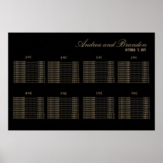 Tableau de sièges Mariage Art Déco (Devant)