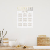 Tableau de sièges Mariage Art déco blanc et or (Cuisine)