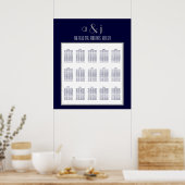 Tableau de sièges Mariage Art déco bleu 150 (Cuisine)