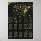 Tableau de sièges Mariage Art déco en marbre d'or (Devant)