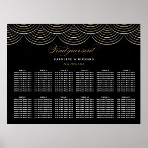 Tableau de sièges Mariage Art Déco en or noir