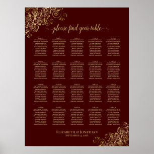 Tableau de sièges Mariage Auburn Gold 20 Lacy