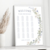 Tableau de sièges mariage bleu botanique rustique