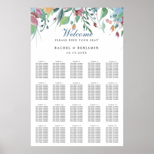 tableau de sièges mariage bleu poussiéreux (Devant)