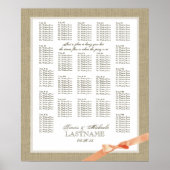 Tableau de sièges Mariage Burlap et Coral Bow (Devant)