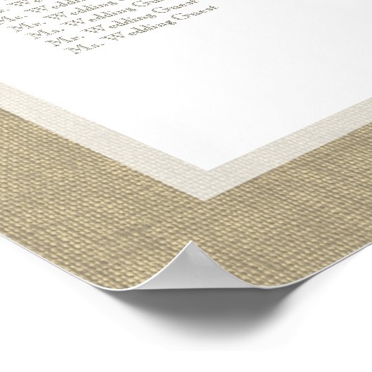 Tableau de sièges Mariage Burlap et Tan Bow (Coin)