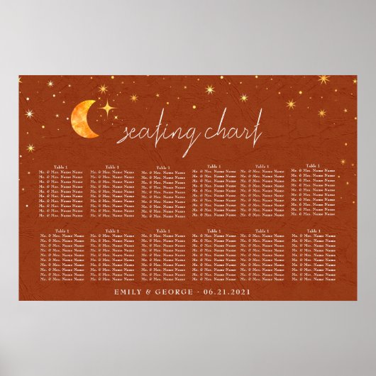 Tableau de sièges Mariage céleste vintage (Devant)