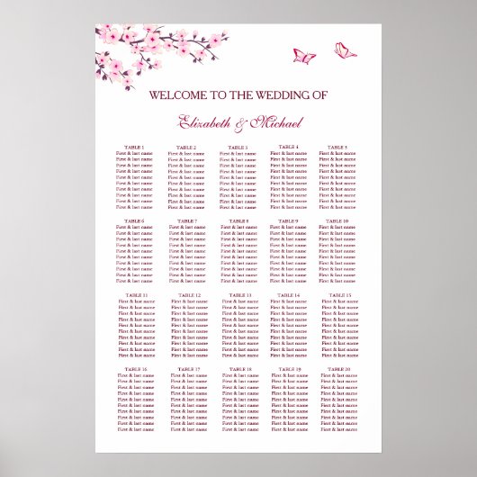 Tableau de sièges Mariage Cherry Blossom (Devant)