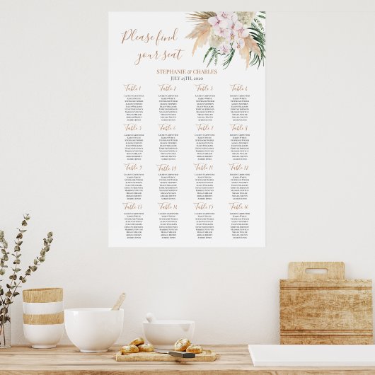 Tableau de sièges Mariage chic Boho (Cuisine)