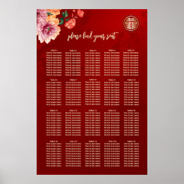 Tableau de sièges Mariage chinois Peony