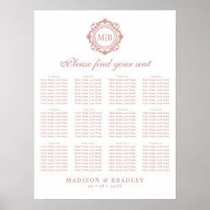 Tableau de sièges Mariage de monogrammes floraux o