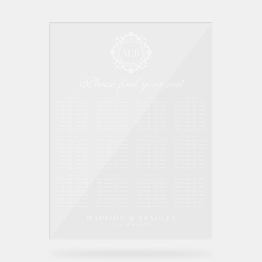 Tableau de sièges Mariage de monogrammes floraux o (Recto)