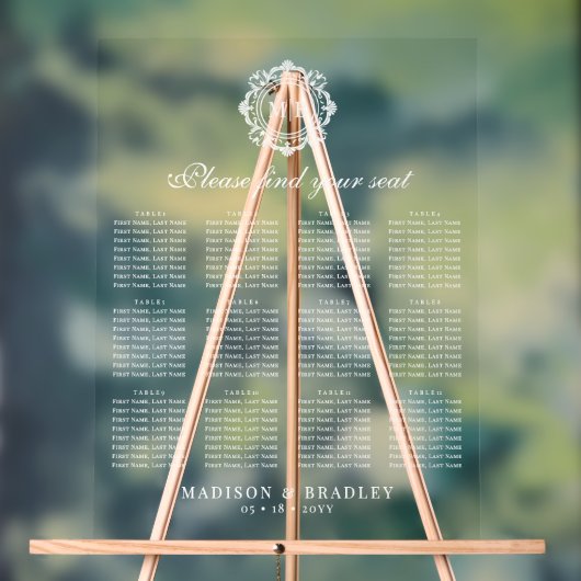 Tableau de sièges Mariage de monogrammes floraux o (Neutre)