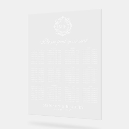 Tableau de sièges Mariage de monogrammes floraux o (Angle)