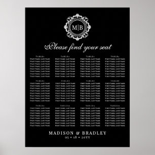 Tableau de sièges Mariage de monogrammes floraux o