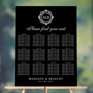 Tableau de sièges Mariage de monogrammes floraux o