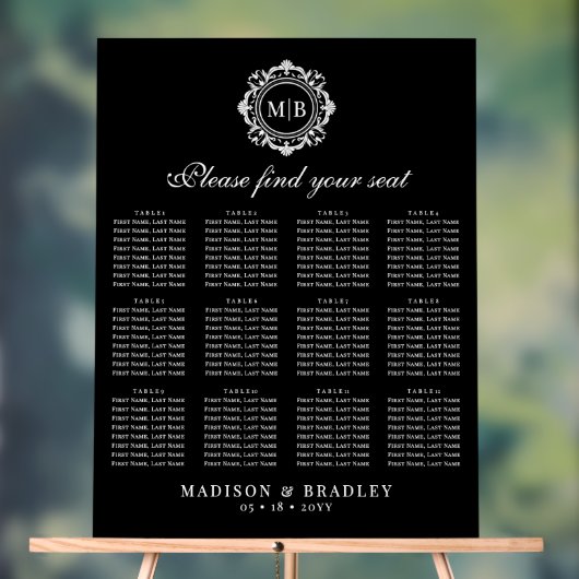 Tableau de sièges Mariage de monogrammes floraux o (Neutre)