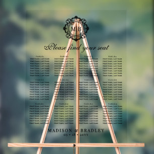 Tableau de sièges Mariage de monogrammes floraux o