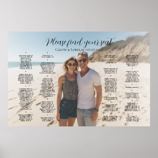 Tableau de sièges mariage de photo élégant alphabé (Devant)