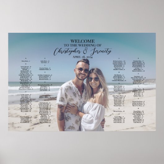 Tableau de sièges mariage de photo élégant alphabé (Devant)