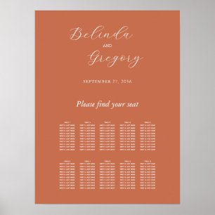 Tableau de sièges Mariage de script élégant en ter