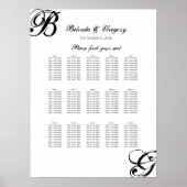 Tableau de sièges Mariage de script noir et blanc (Devant)