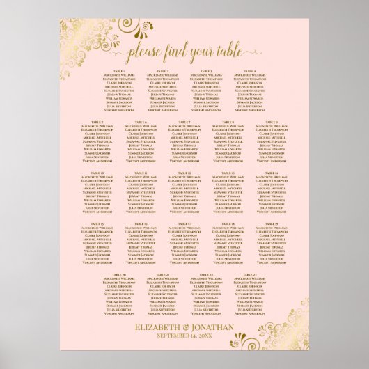 Tableau de sièges Mariage de table Blush Pink & Go (Devant)