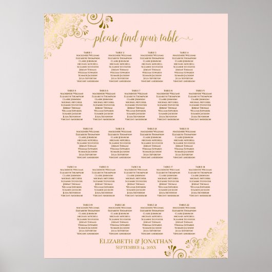 Tableau de sièges Mariage de table Blush Pink & Go (Devant)