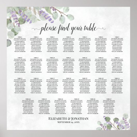 Tableau de sièges Mariage de table Lavender Eucaly (Devant)