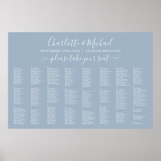 Tableau de sièges Mariage Dusty Blue 300 (Devant)