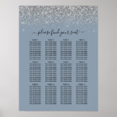 Tableau de sièges Mariage Dusty Blue & Silver Part (Devant)