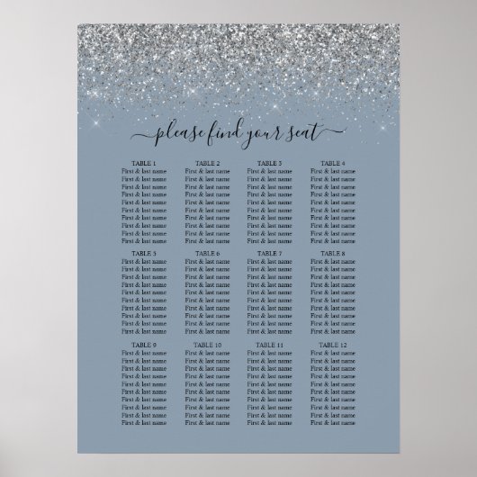 Tableau de sièges Mariage Dusty Blue & Silver Part (Devant)