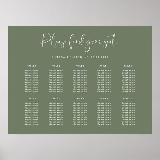 Tableau de sièges Mariage élégant et moderne Dark  (Devant)