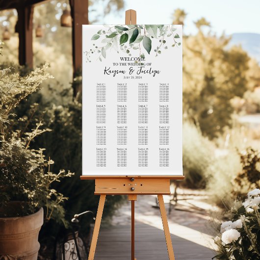 Tableau de sièges mariage élégant et vert 16 table