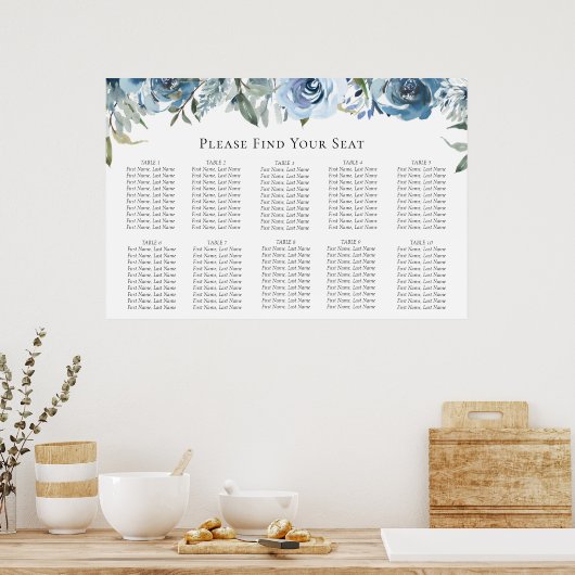 Tableau de sièges Mariage en bleu Dusty (Cuisine)