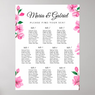 Tableau de sièges Mariage en fleurs de cerisier ro