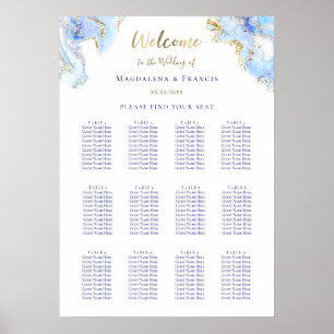 tableau de sièges mariage en marbre bleu