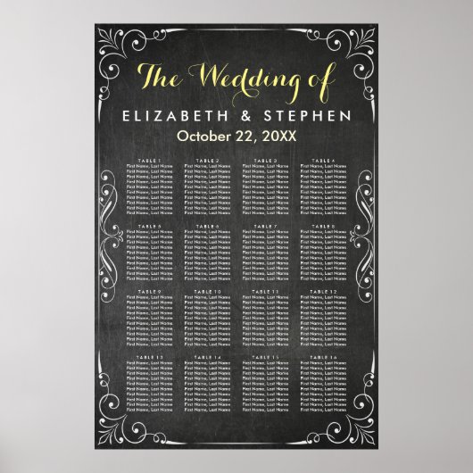 Tableau de sièges Mariage en tableau noir et blanc (Devant)