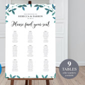Tableau de sièges Mariage Eucalyptus avec 9 tables