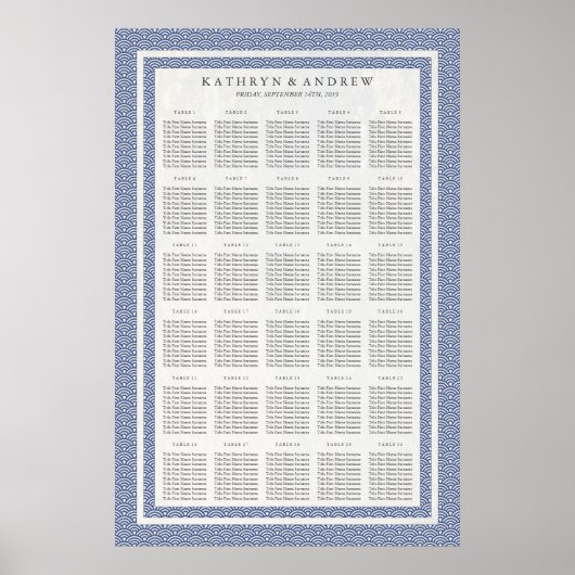 Tableau de sièges Mariage/événement Dark Blue Seig (Devant)