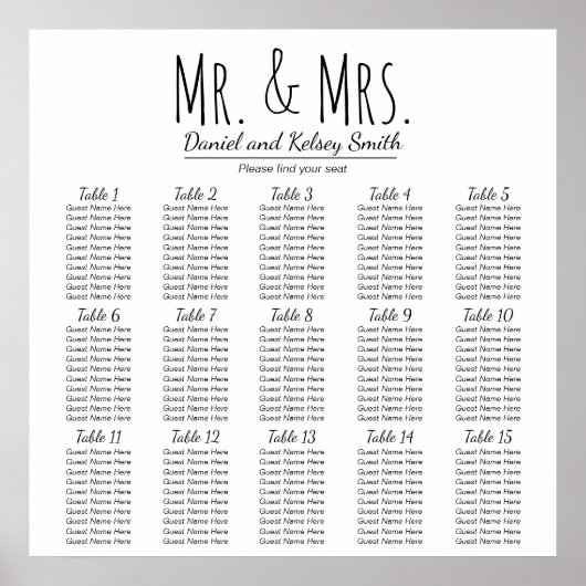 Tableau de sièges Mariage facile - Plus de tables  (Devant)