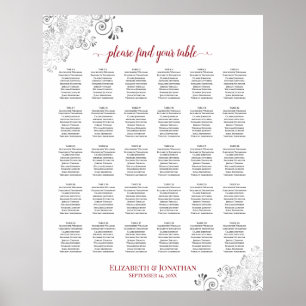Tableau de sièges Mariage Lacy Argent et Rouge 30