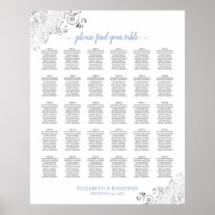 Tableau de sièges Mariage Lacy Silver & Blue 30 Ta