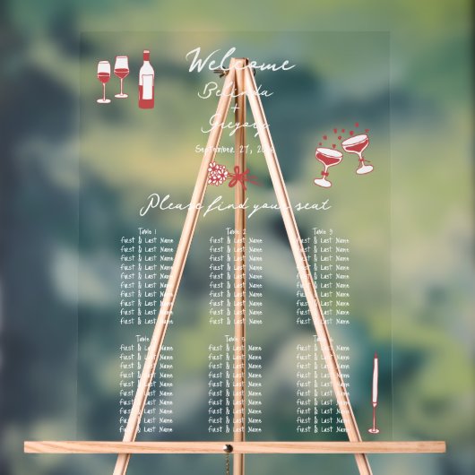Tableau de sièges Mariage marron avec Doodles tiré (Neutre)