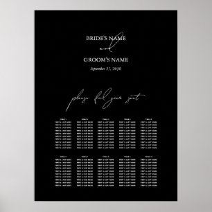 Tableau de sièges Mariage noir blanc