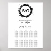 Tableau de sièges Mariage noir blanc simple (Devant)